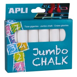 Caja de Tizas Jumbo para el suelo de 6 unidades, Blancas | Recunchos Didácticos