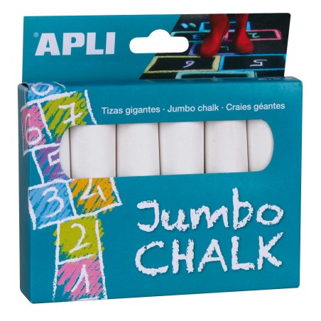 Caja de Tizas Jumbo para el suelo de 6 unidades, Blancas | Recunchos Didácticos