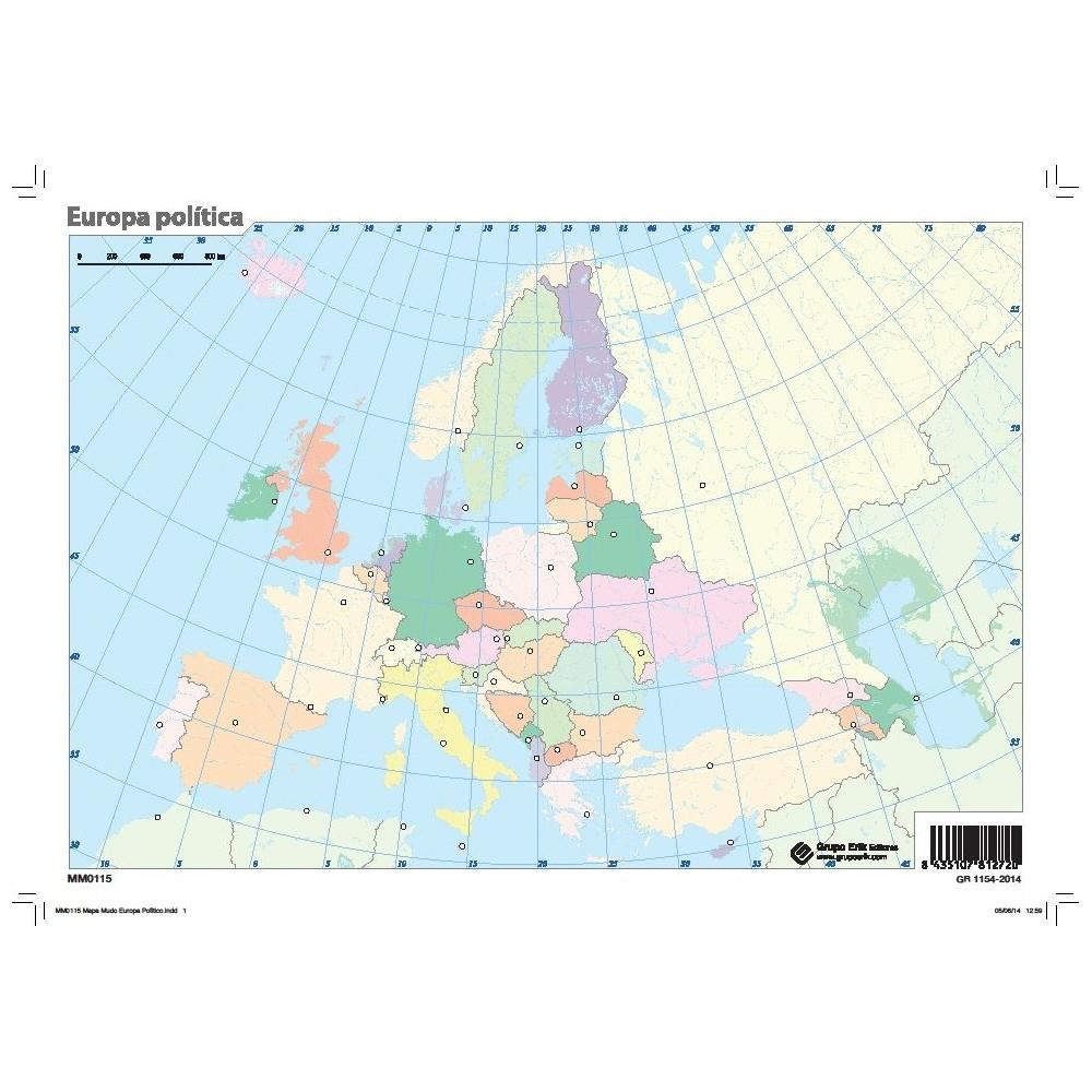 HIVA  MAPA MUDO COLOR DIN A4 EUROPA FISICO