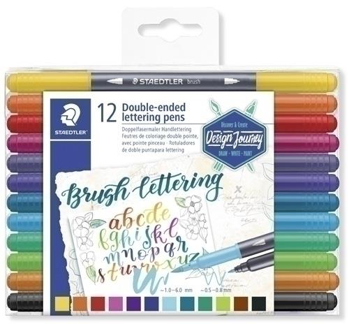 ROTULADOR STAEDTLER DOBLE PUNTA LETTERING 12 COLORES